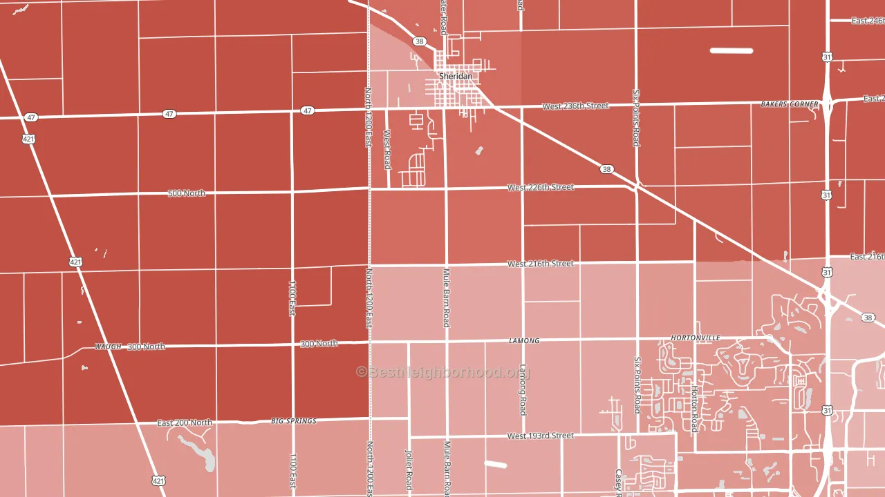 Sheridan, IN block-group political-lean map
