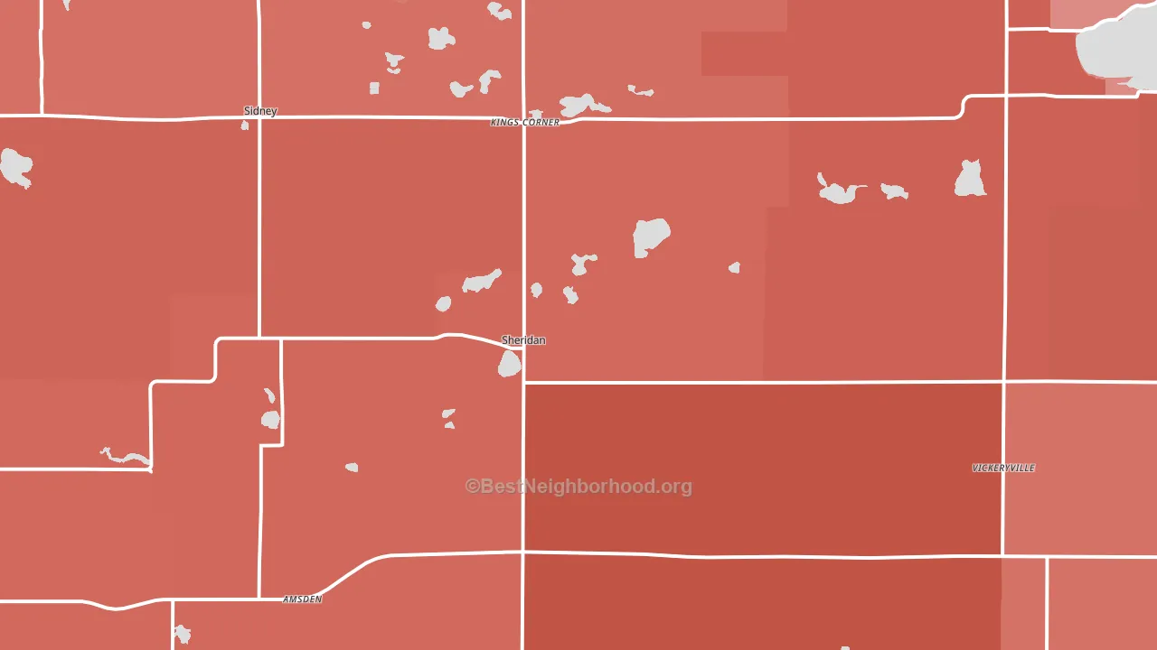 Sheridan, MI block-group political-lean map