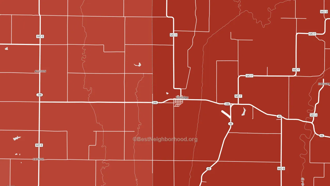 Sheridan, MO block-group political-lean map