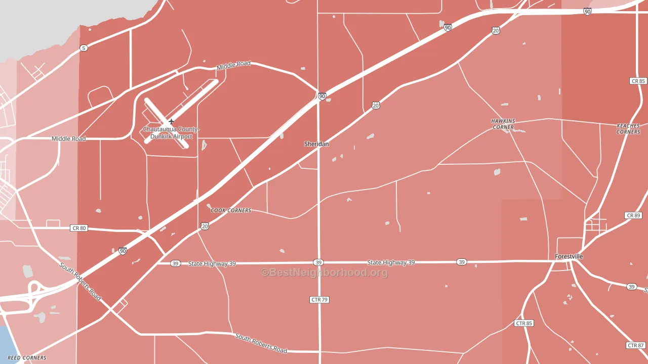 Sheridan, NY block-group political-lean map