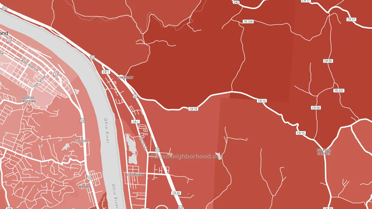 Sheridan, OH block-group political-lean map