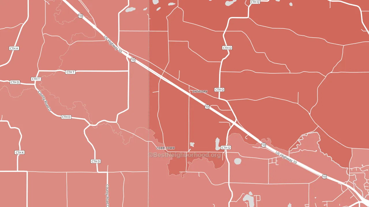 Sheridan, WI block-group political-lean map
