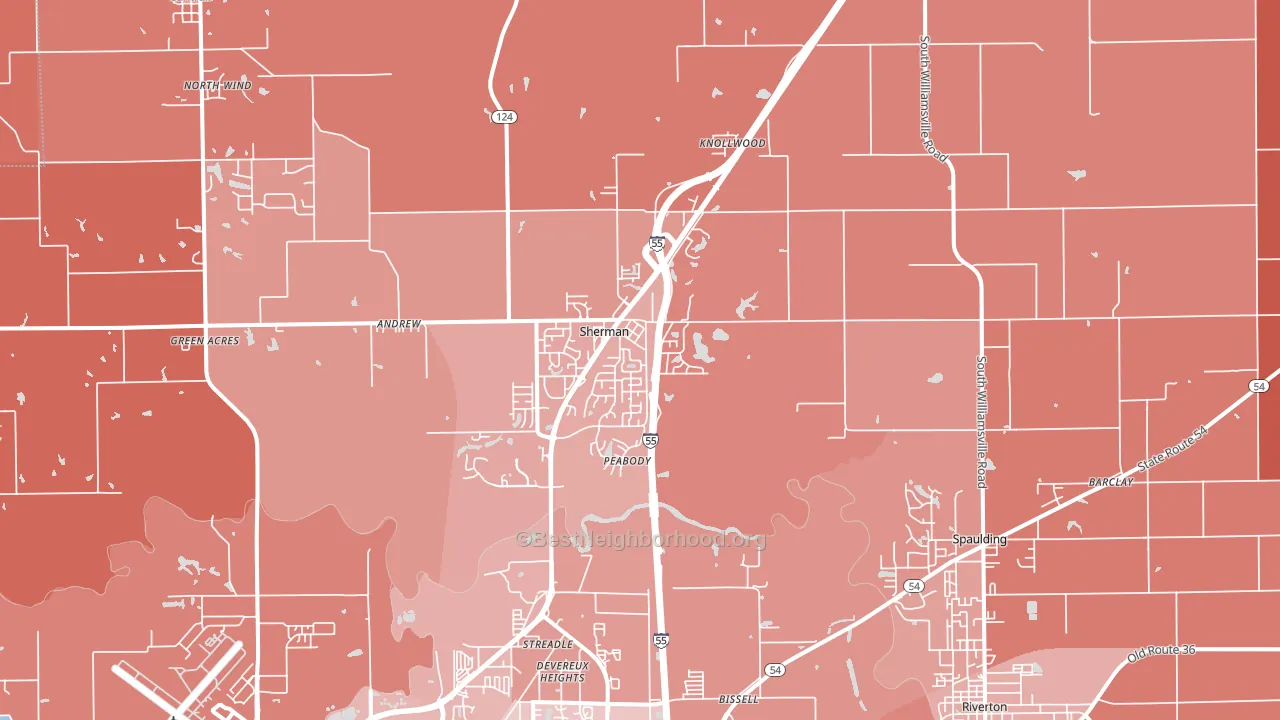 Sherman, IL block-group political-lean map