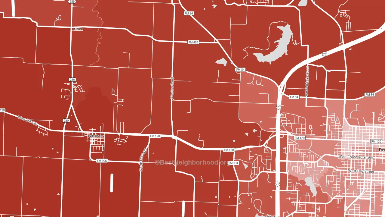 Sherman Junction, TX block-group political-lean map