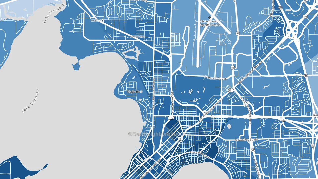Sherman, Madison, WI block-group political-lean map