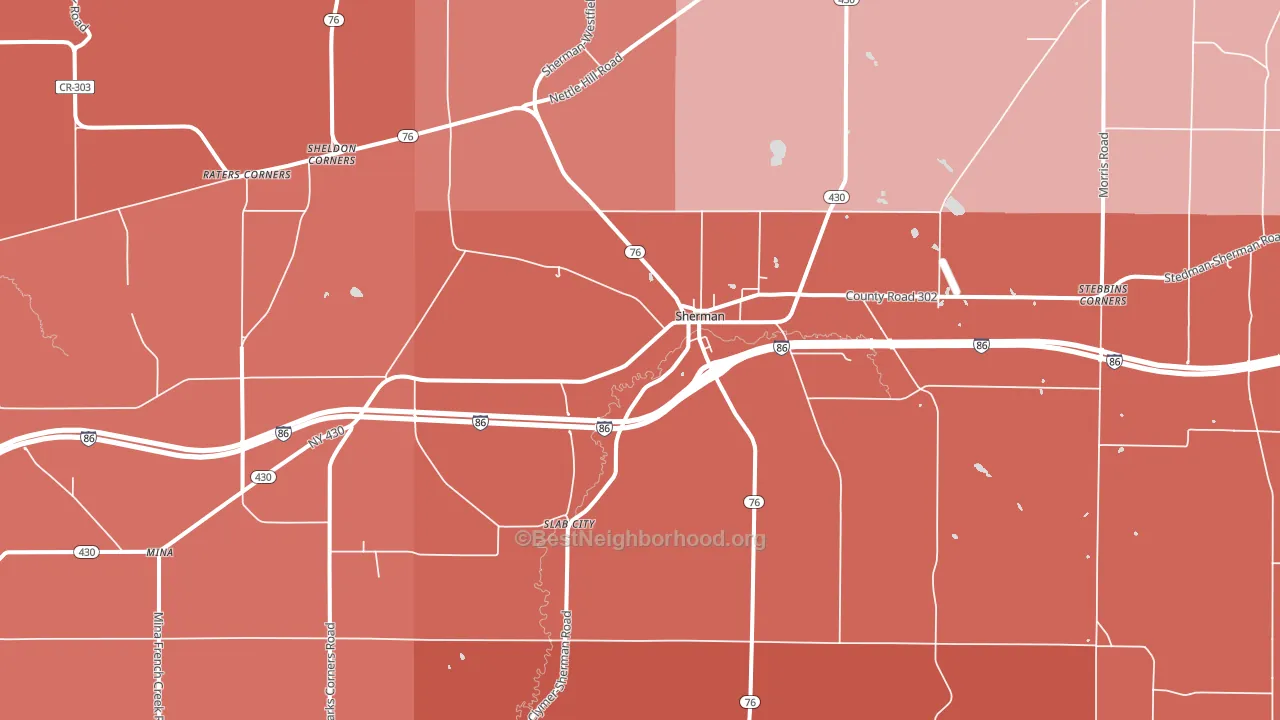 Sherman, NY block-group political-lean map