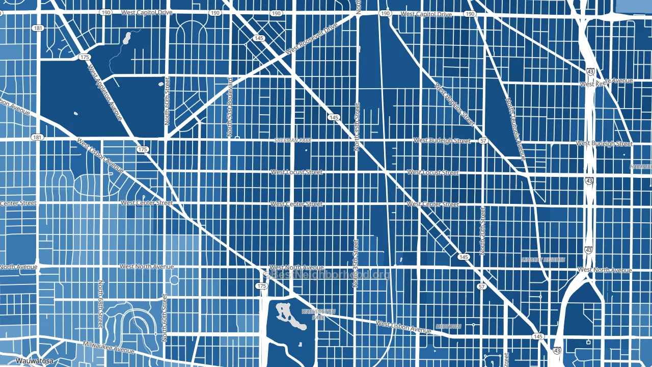 Sherman Park, Milwaukee, WI block-group political-lean map
