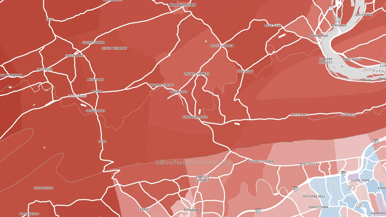 Shermans Dale, PA block-group political-lean map
