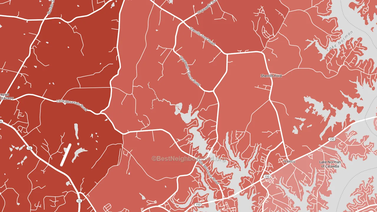 Sherrills Ford, NC block-group political-lean map