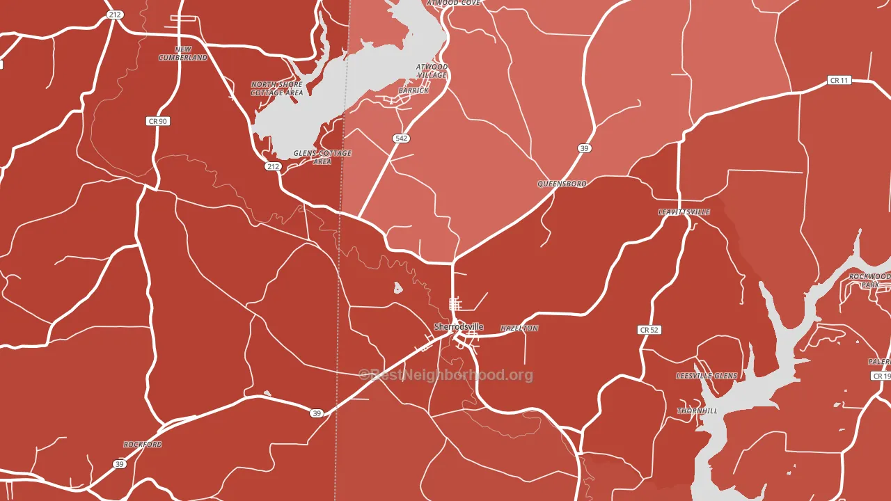 Sherrodsville, OH block-group political-lean map