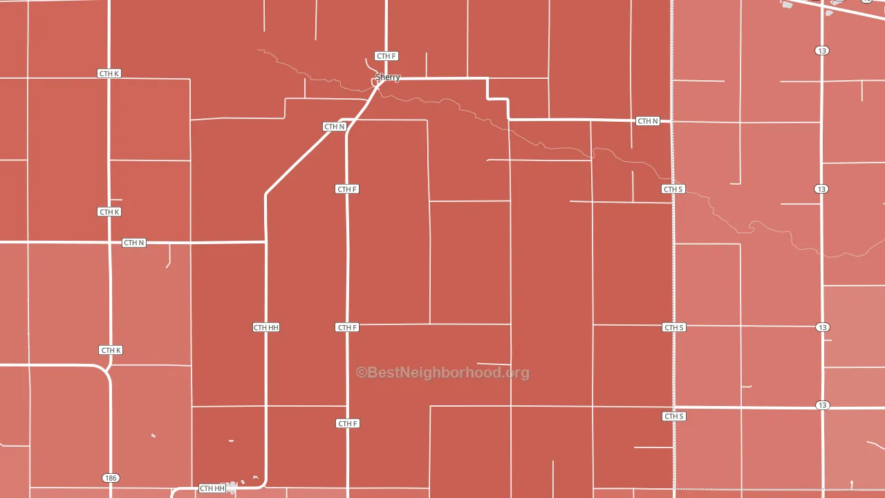Sherry, WI block-group political-lean map