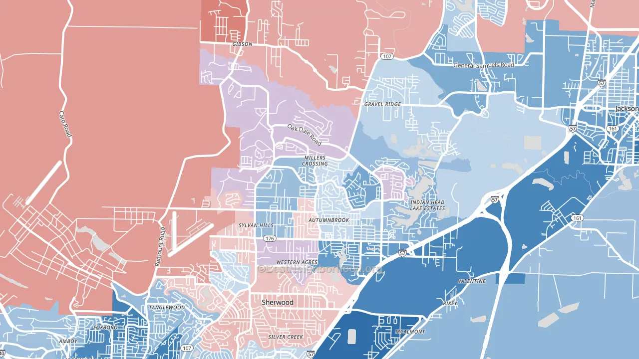 Sherwood, AR block-group political-lean map