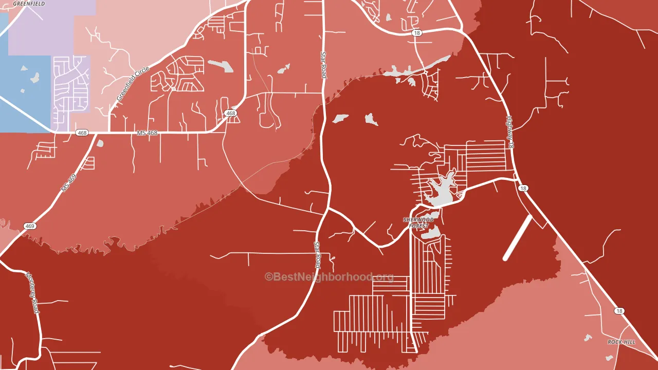 Sherwood Forest, MS block-group political-lean map