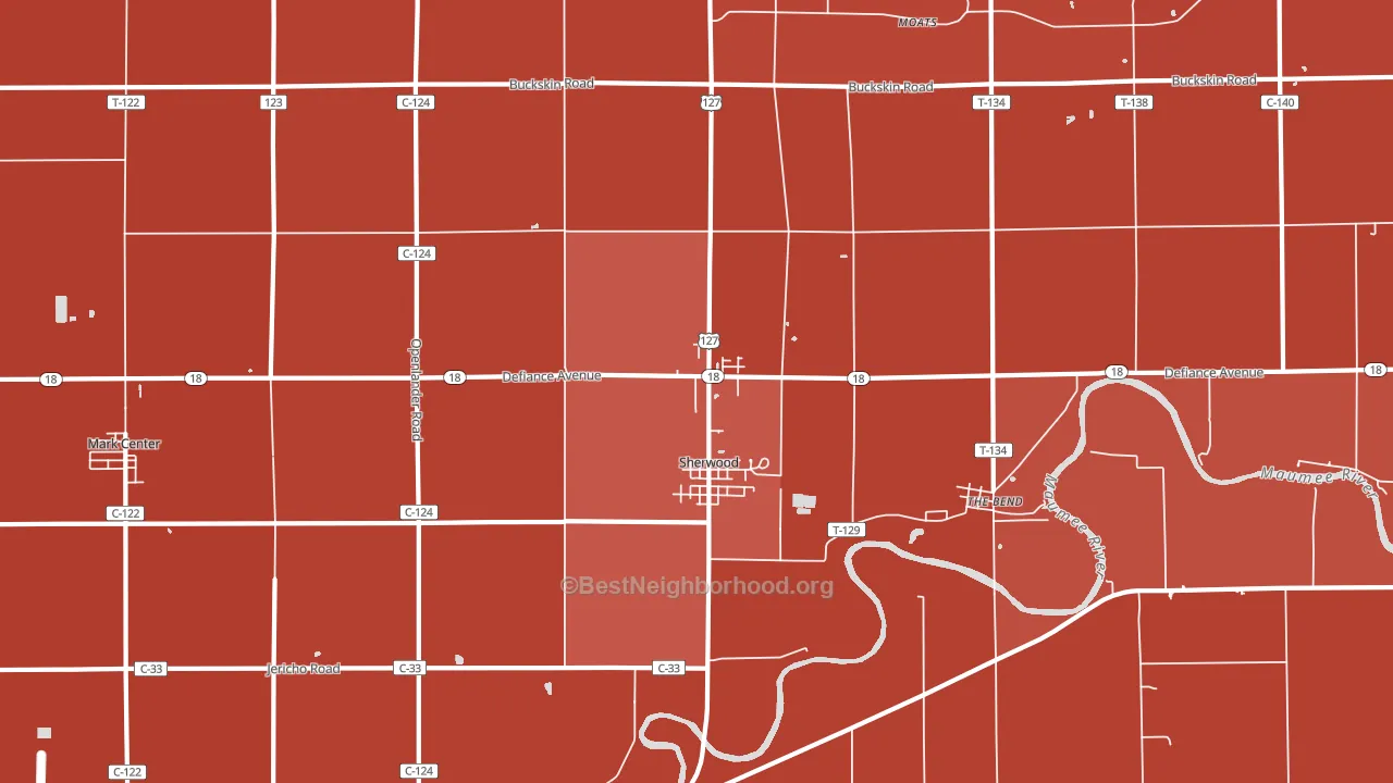 Sherwood, OH block-group political-lean map