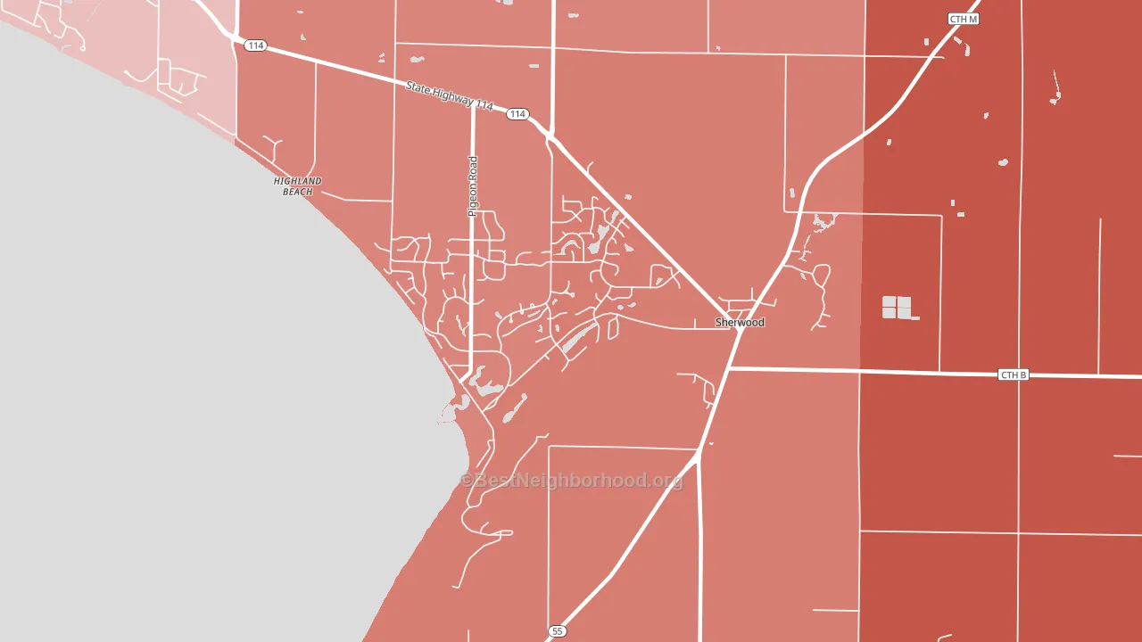 Sherwood, WI block-group political-lean map