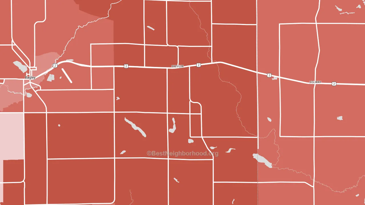 Shevlin, MN block-group political-lean map