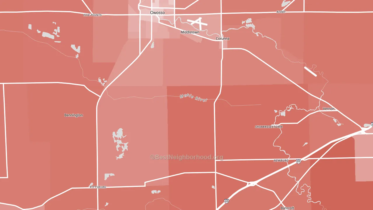 Shiawassee County, MI block-group political-lean map