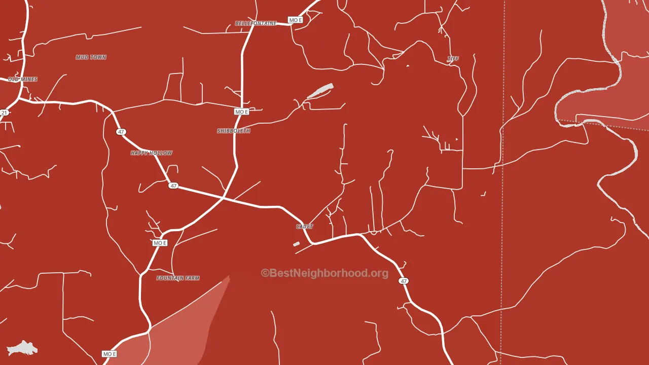 Shibboleth, MO block-group political-lean map