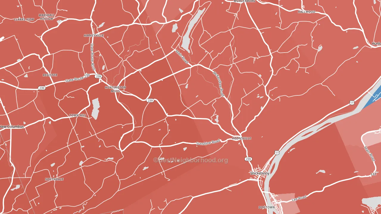 Shickshinny, PA block-group political-lean map