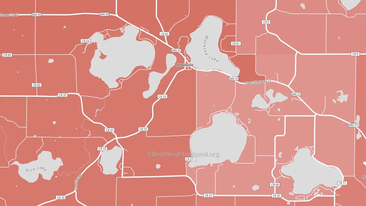 Shieldsville, MN block-group political-lean map