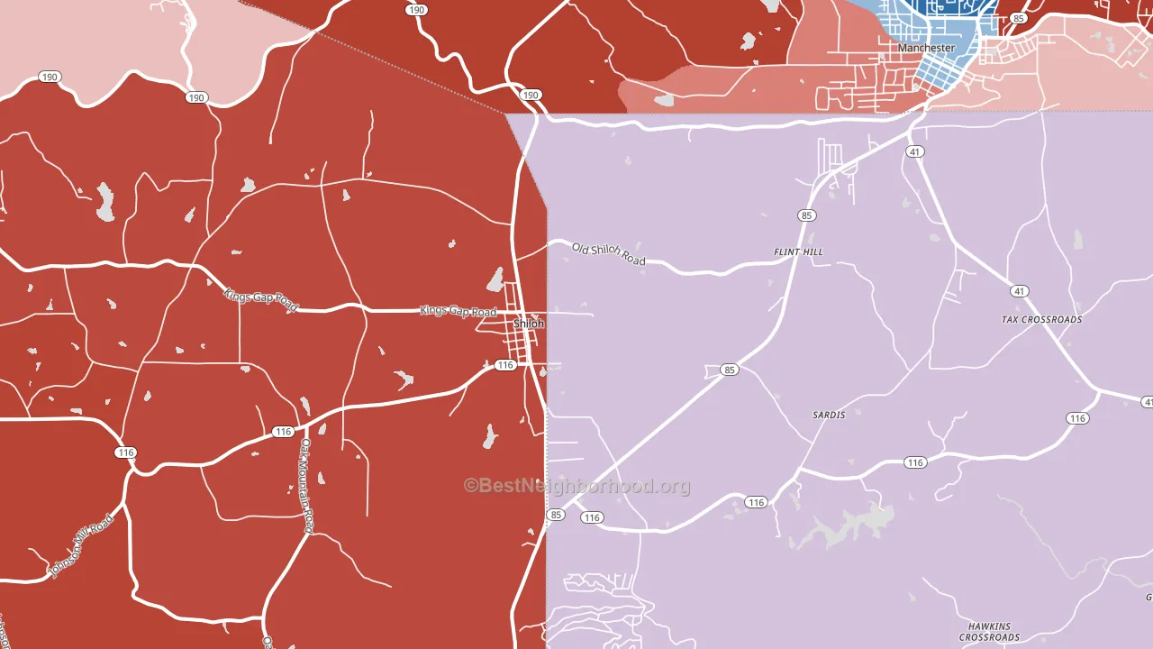 Shiloh, GA block-group political-lean map