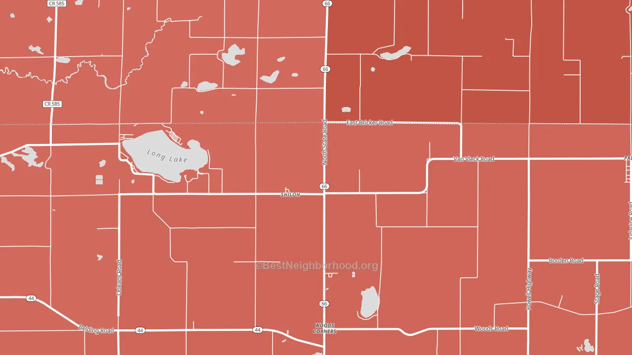 Shiloh, MI block-group political-lean map
