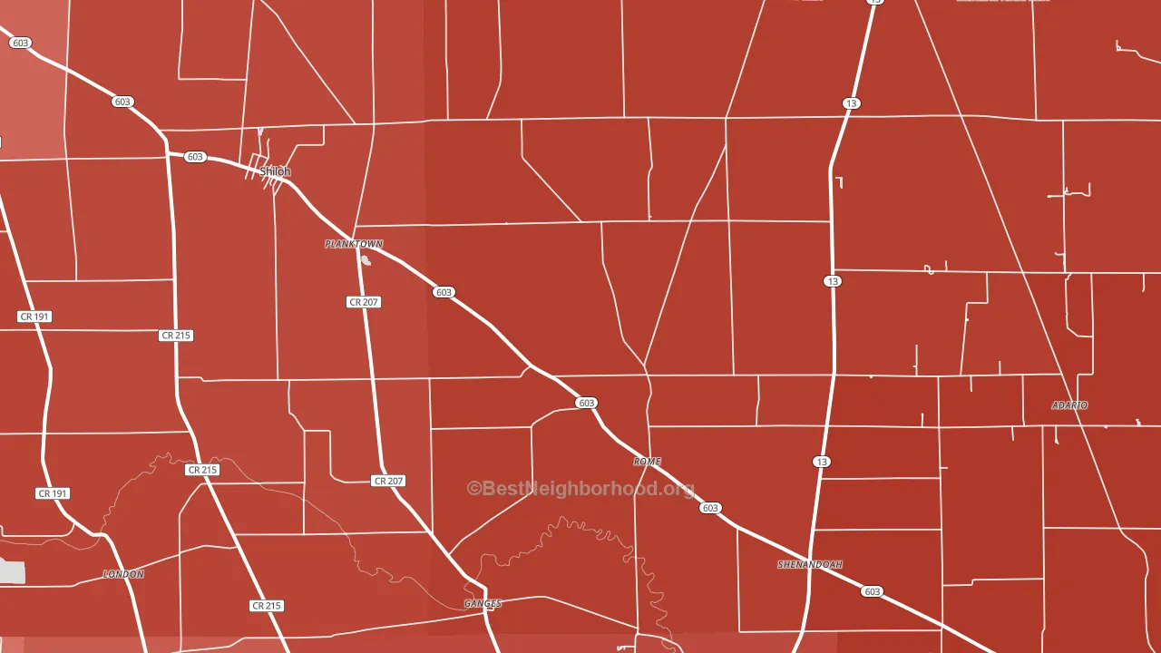 Shiloh, OH block-group political-lean map