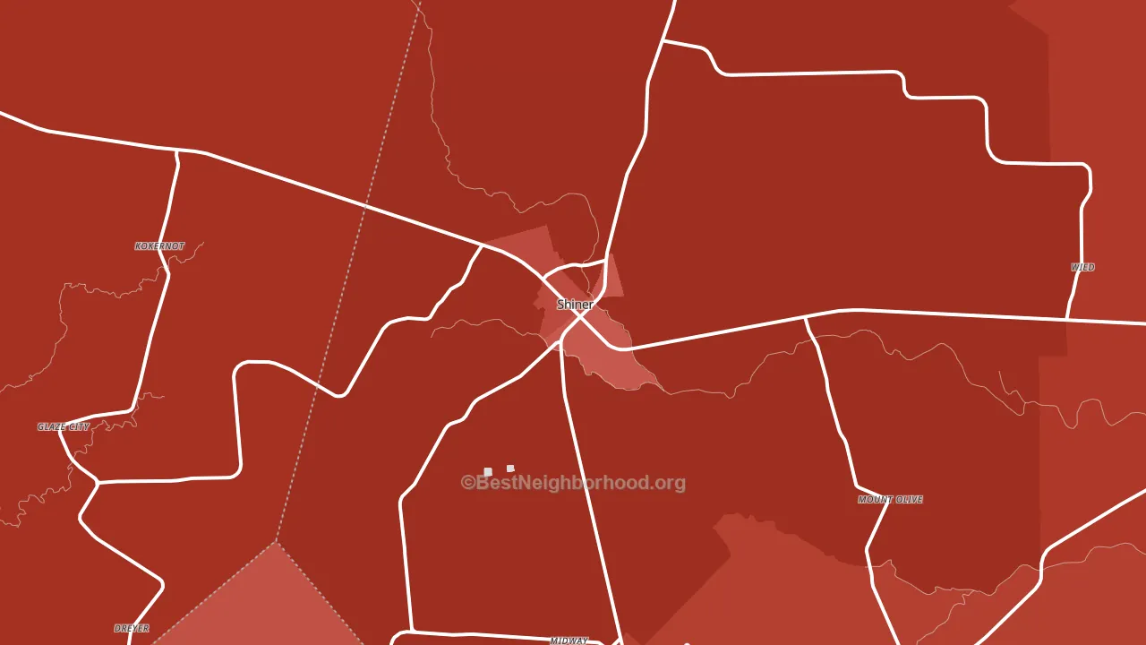 Shiner, TX block-group political-lean map