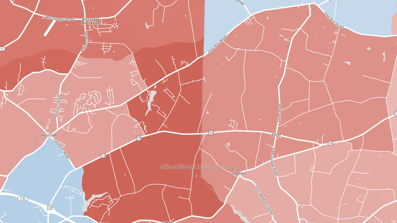 Shines Crossroads, NC block-group political-lean map