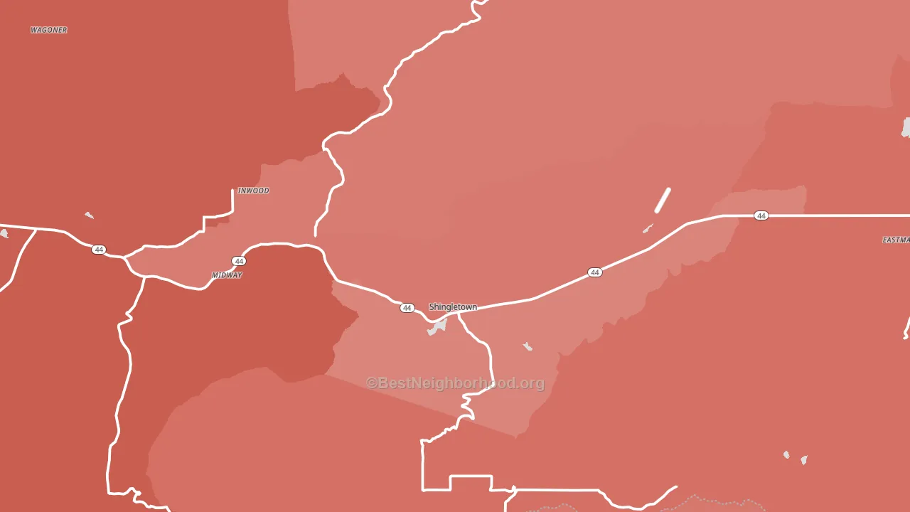 Shingletown, CA block-group political-lean map