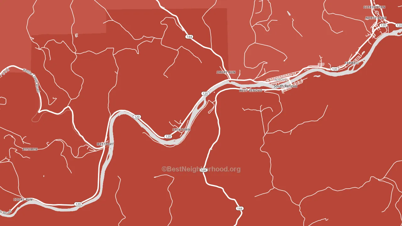 Shintown, PA block-group political-lean map