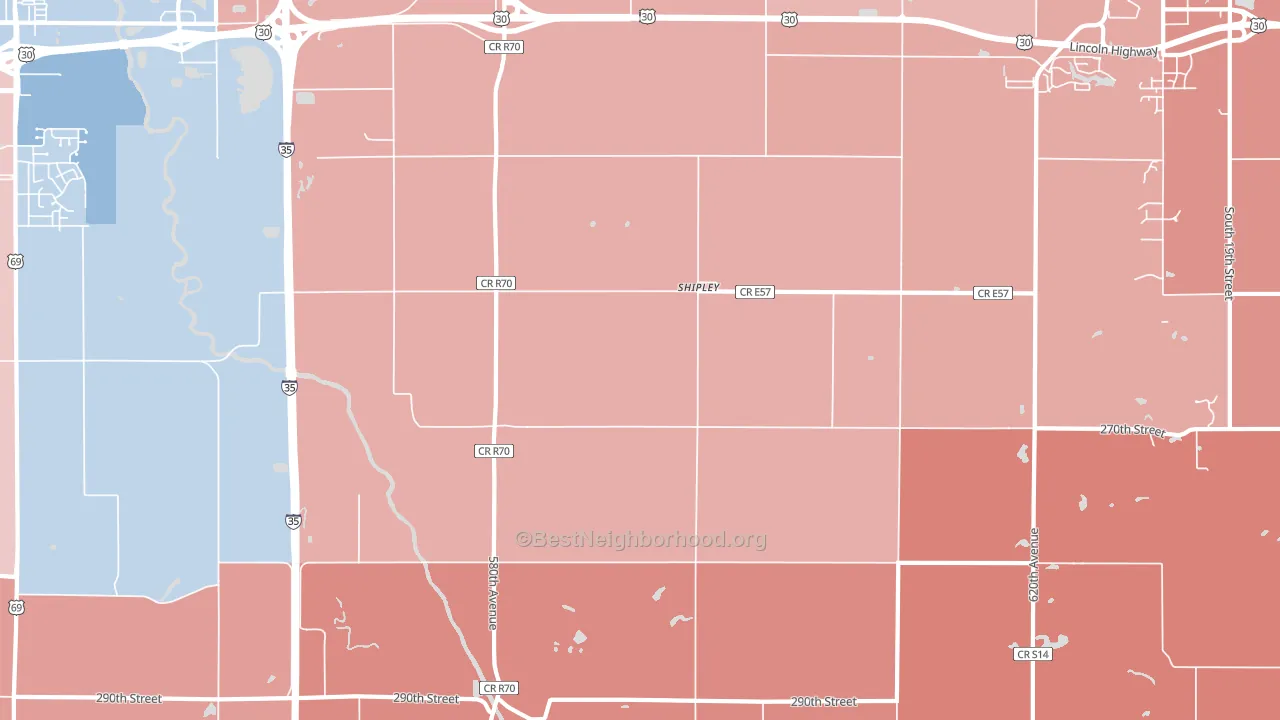 Shipley, IA block-group political-lean map