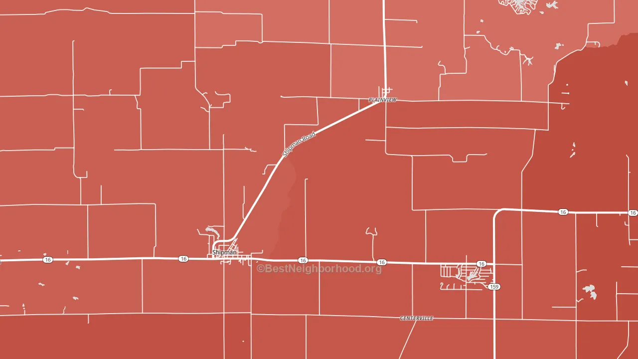 Shipman, IL block-group political-lean map