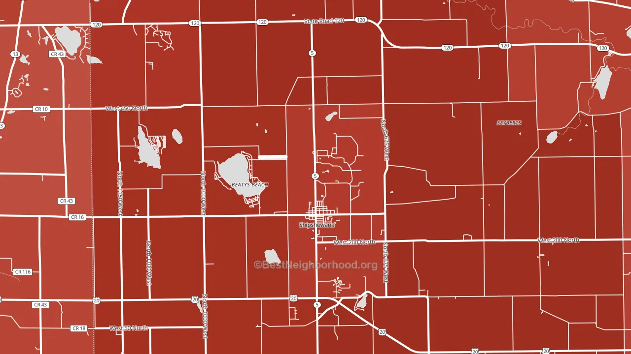Shipshewana, IN block-group political-lean map