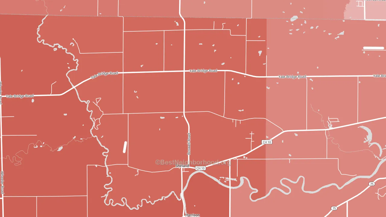 Shirland, IL block-group political-lean map