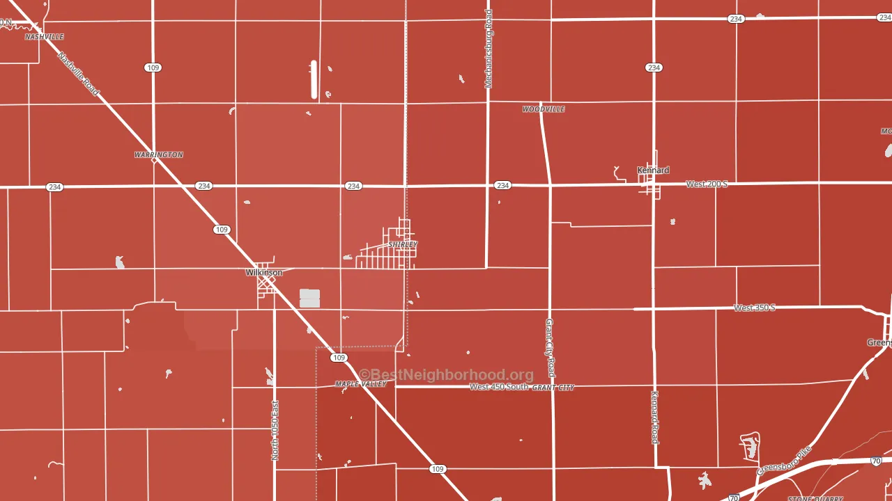 Shirley, IN block-group political-lean map