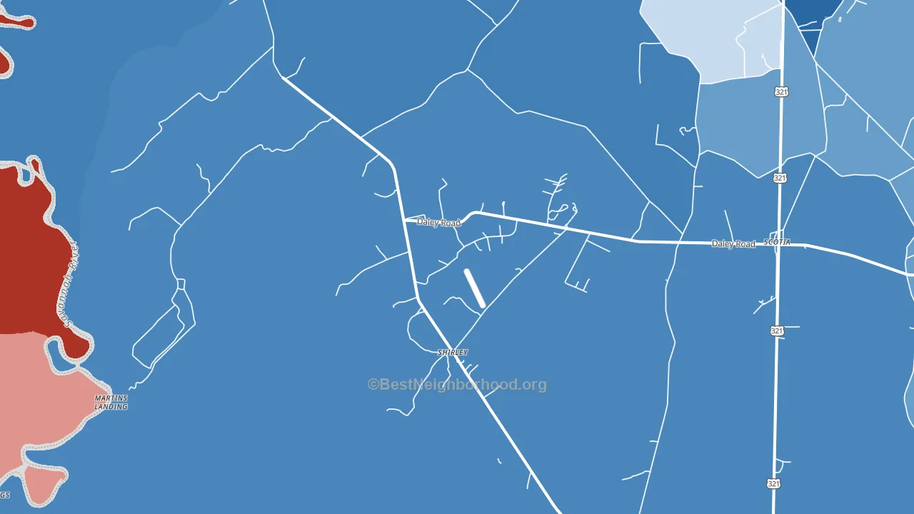 Shirley, SC block-group political-lean map