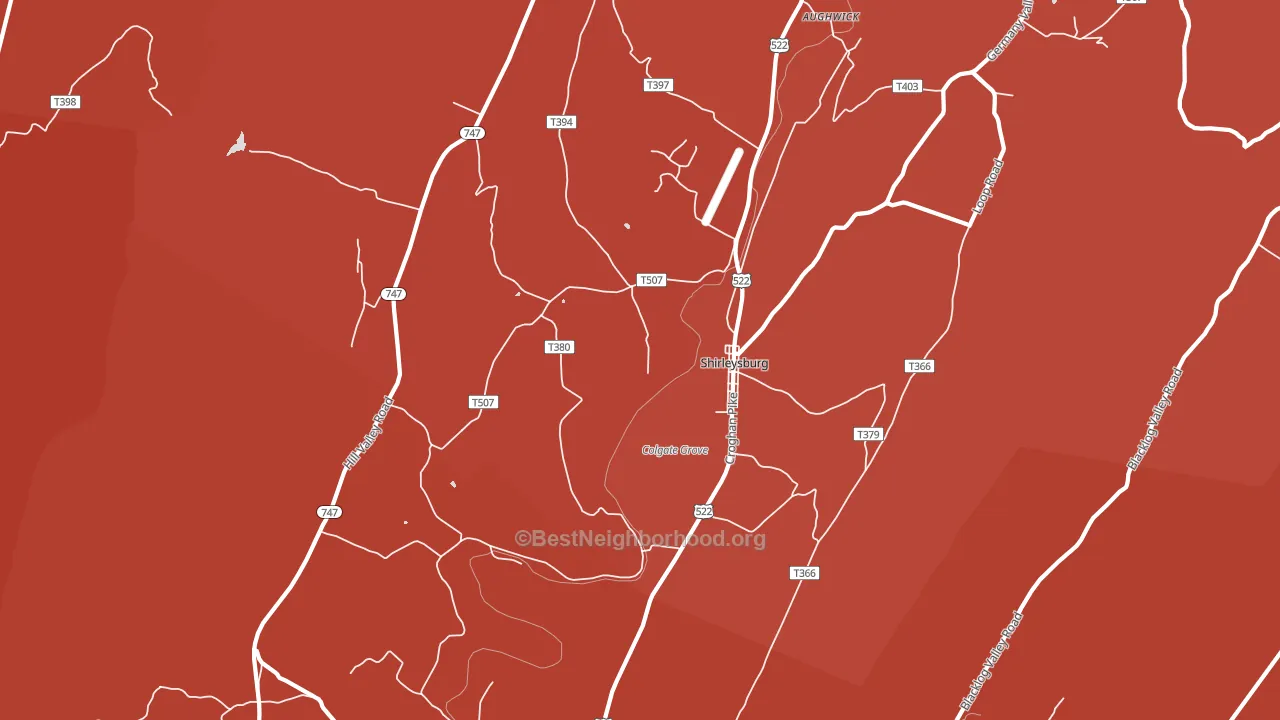 Shirleysburg, PA block-group political-lean map