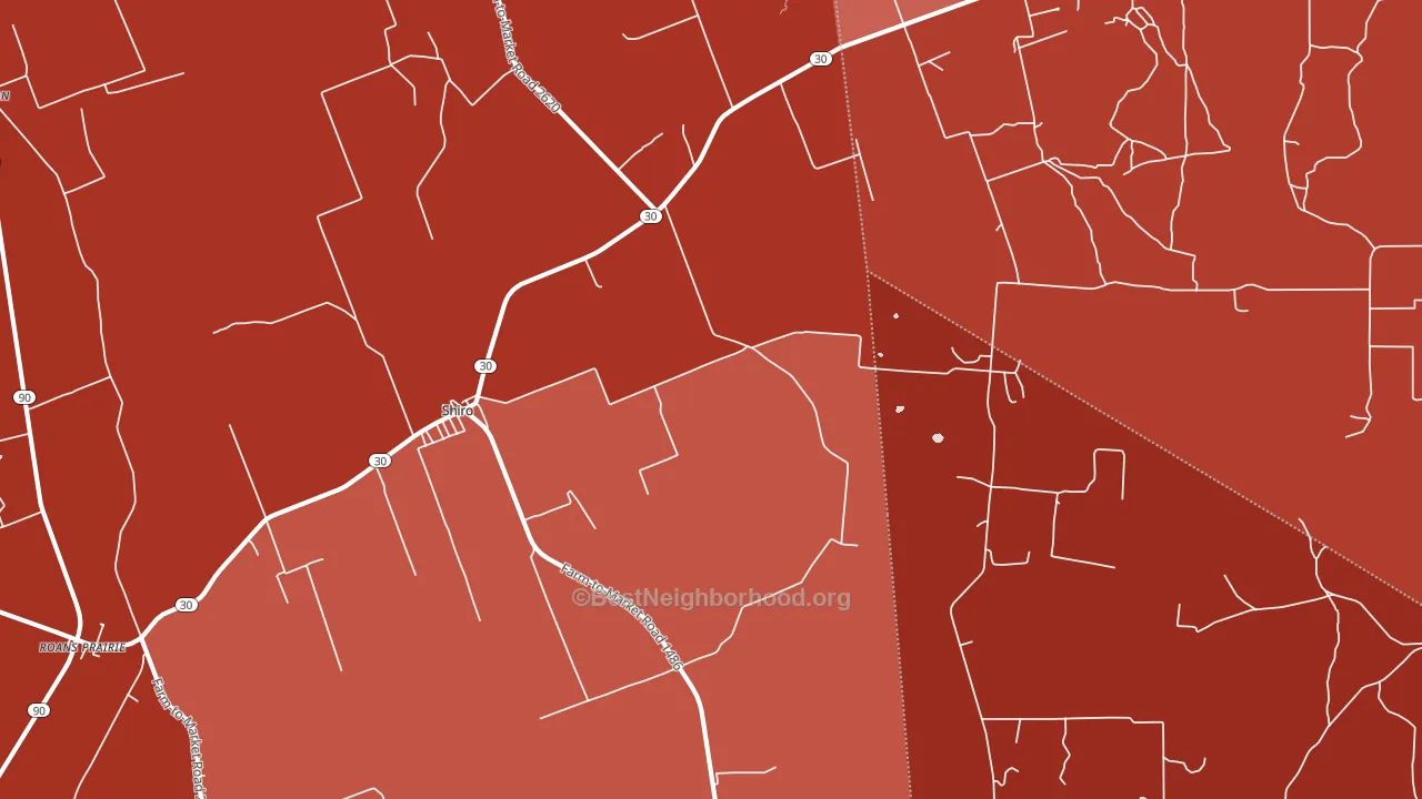 Shiro, TX block-group political-lean map