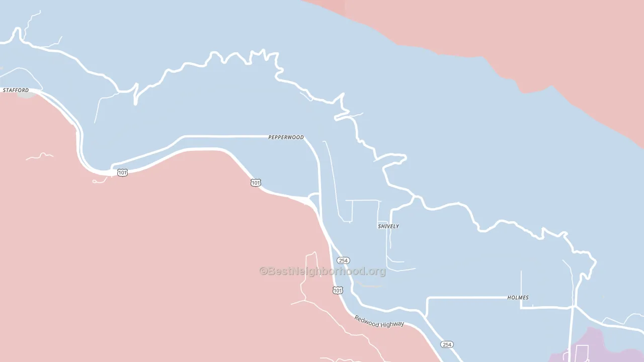 Shively, CA block-group political-lean map