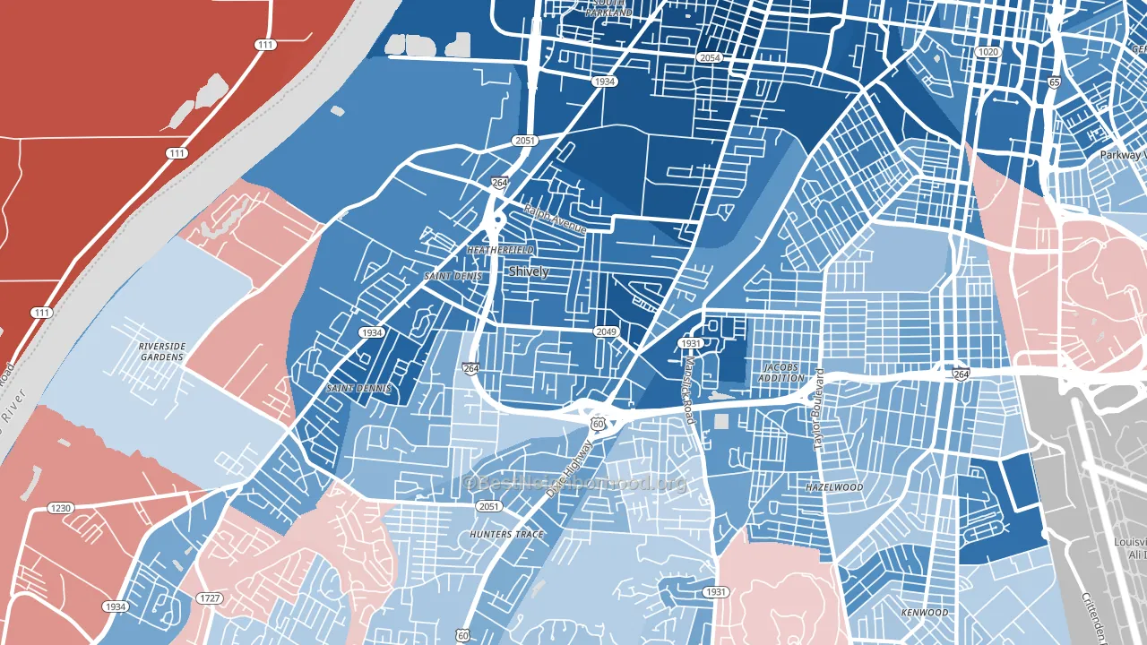 Shively, KY block-group political-lean map
