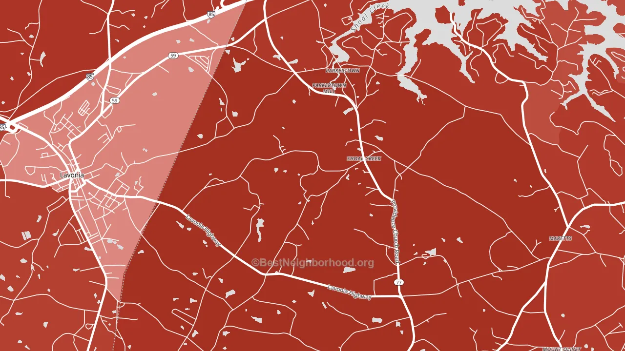 Shoal Creek, GA block-group political-lean map