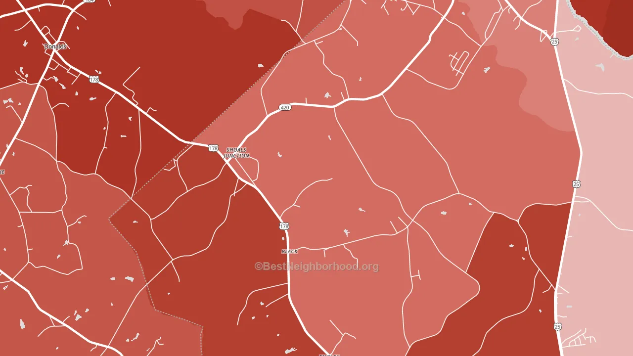 Shoals Junction, SC block-group political-lean map