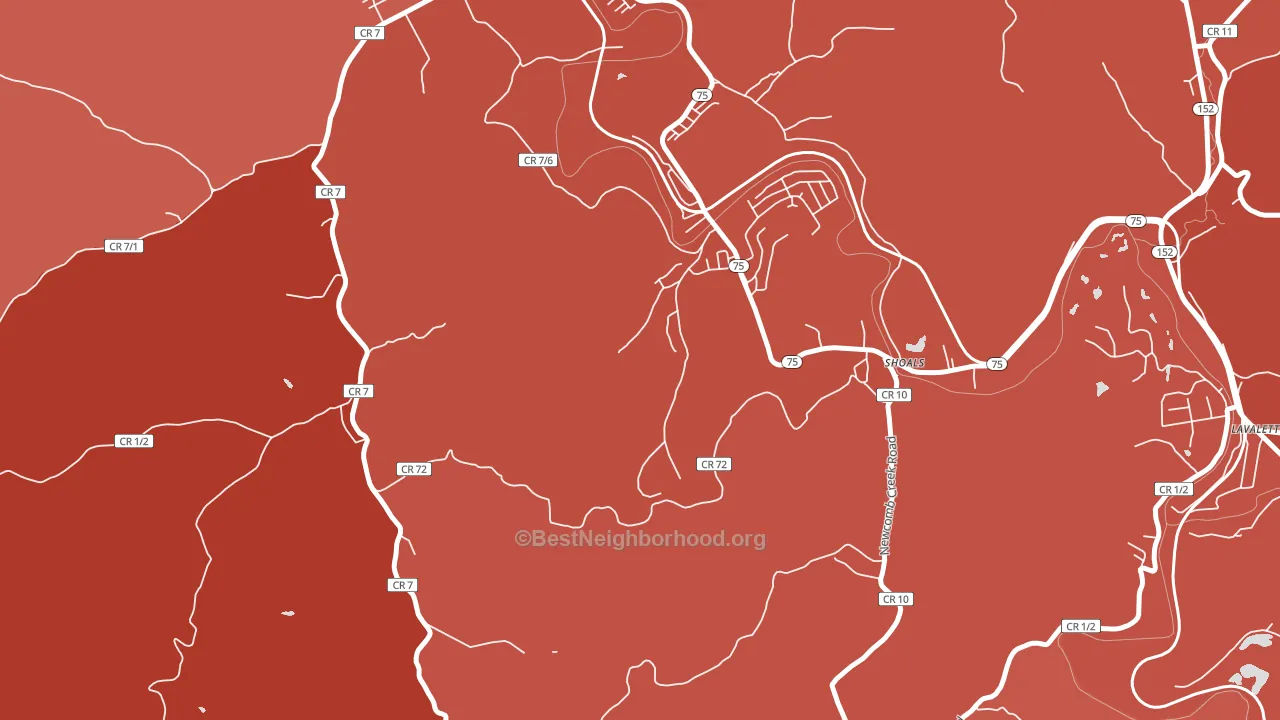 Shoals, WV block-group political-lean map