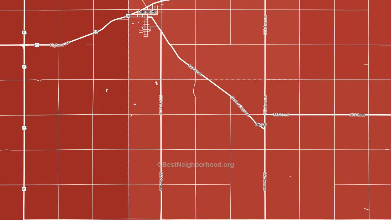 Sholes, NE block-group political-lean map