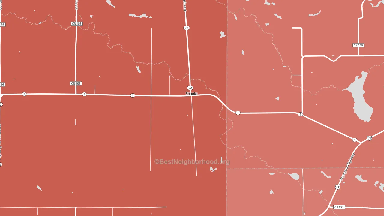 Shooks, MN block-group political-lean map