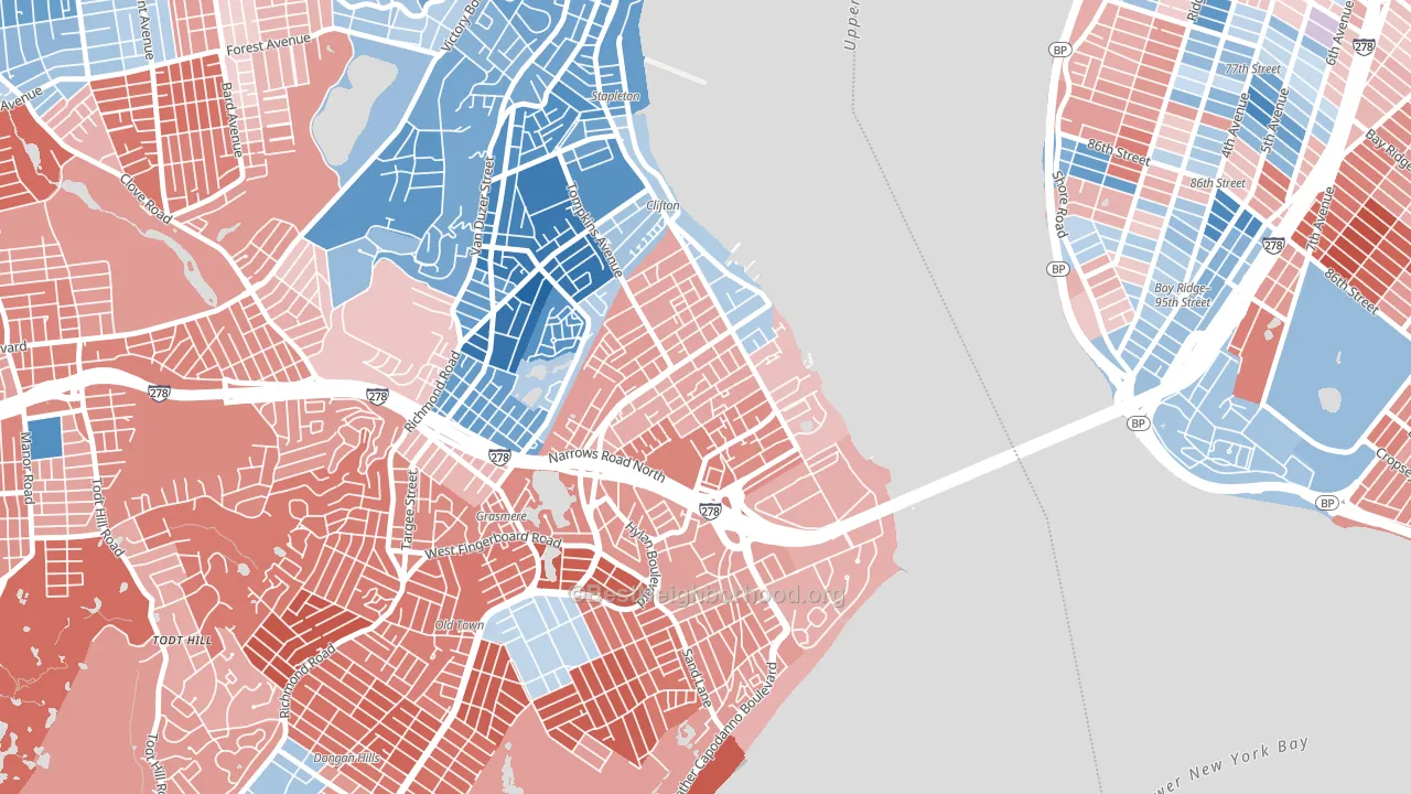 Shore Acres, Staten Island, NY block-group political-lean map