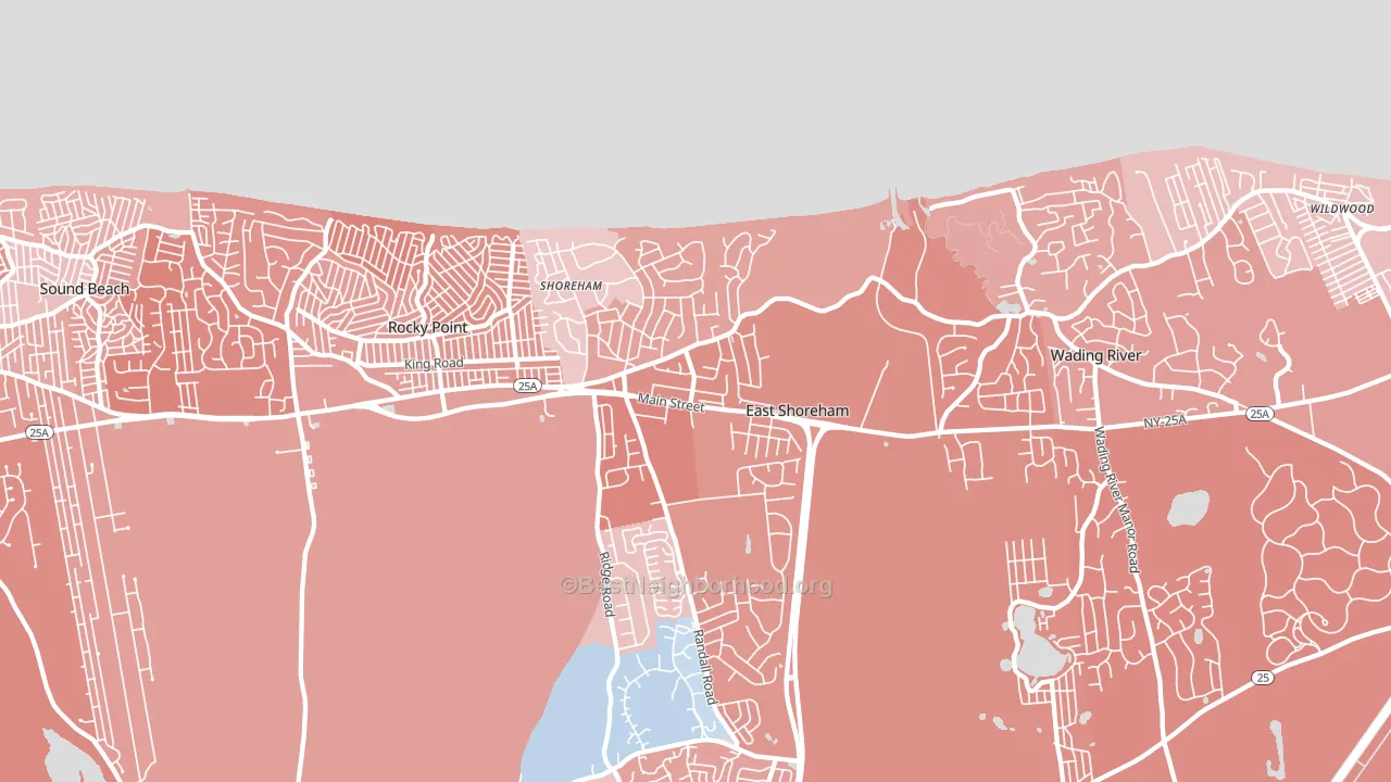 Shoreham, NY block-group political-lean map