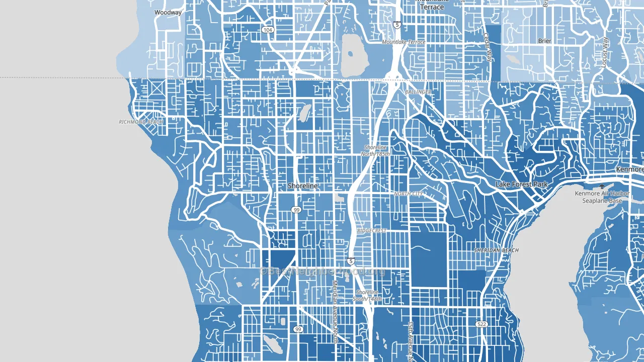 Shoreline, WA block-group political-lean map