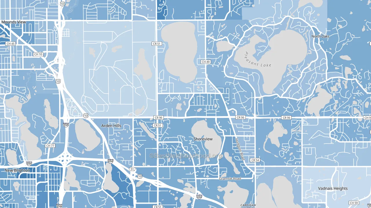 Shoreview, MN block-group political-lean map